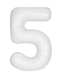34" Number 5 Supershape Decorative Foil Balloon WHITE