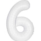 34" Number 6 Supershape Decorative Foil Balloon WHITE