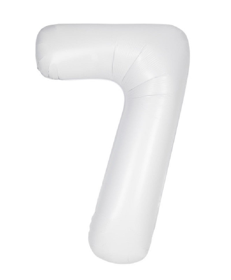 34" Number 7 Supershape Decorative Foil Balloon WHITE