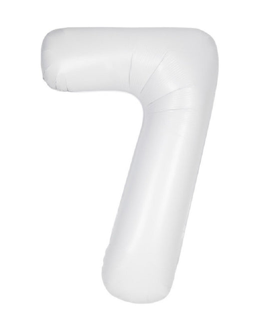 34" Number 7 Supershape Decorative Foil Balloon WHITE