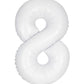34" Number 8 Supershape Decorative Foil Balloon WHITE