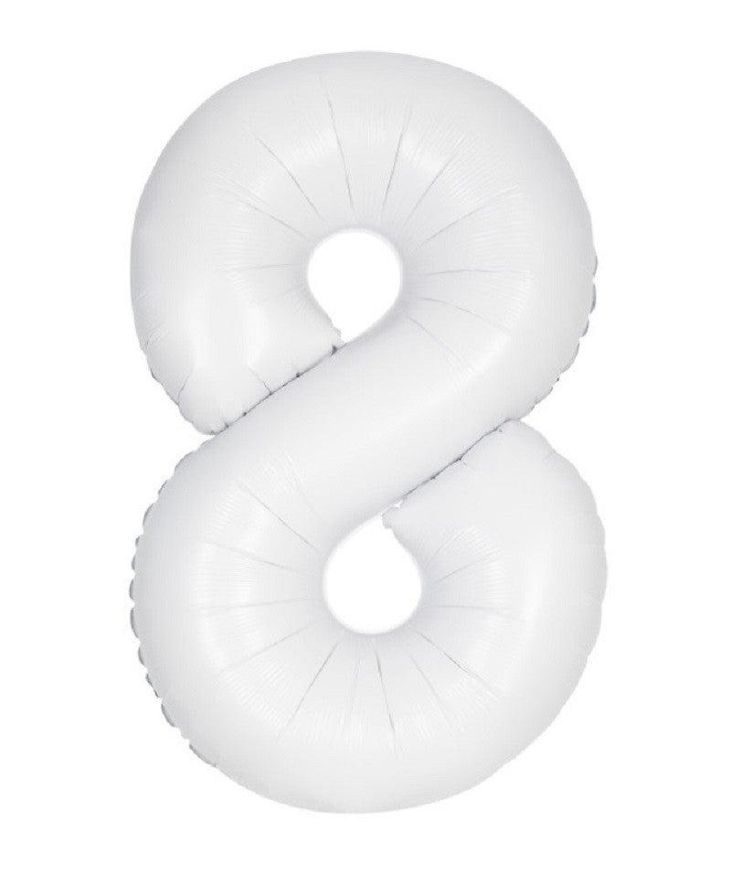 34" Number 8 Supershape Decorative Foil Balloon WHITE