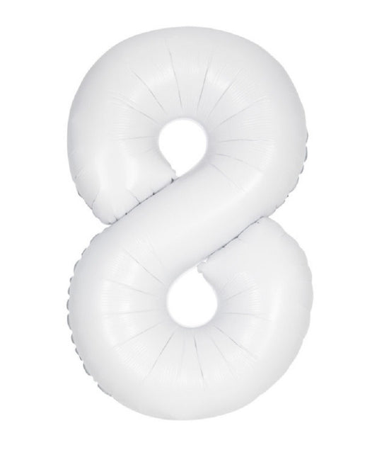 34" Number 8 Supershape Decorative Foil Balloon WHITE