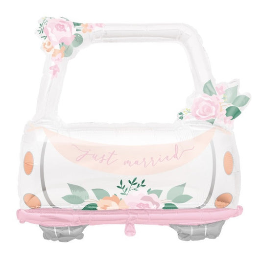 Pink Blooms Car Shaped "Just Married" Giant Foil Balloon 37" Packaged