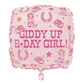 Disco Country "Giddy Up B-Day Girl" 18" Square Foil Balloon