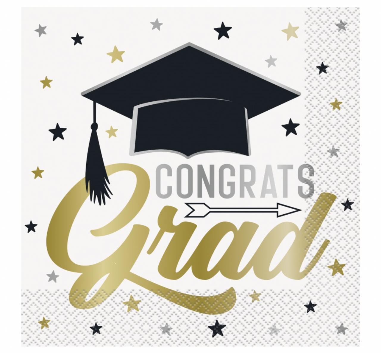 Congrats Grad Stars And Graduation Cap Luncheon Napkins 16 Pack