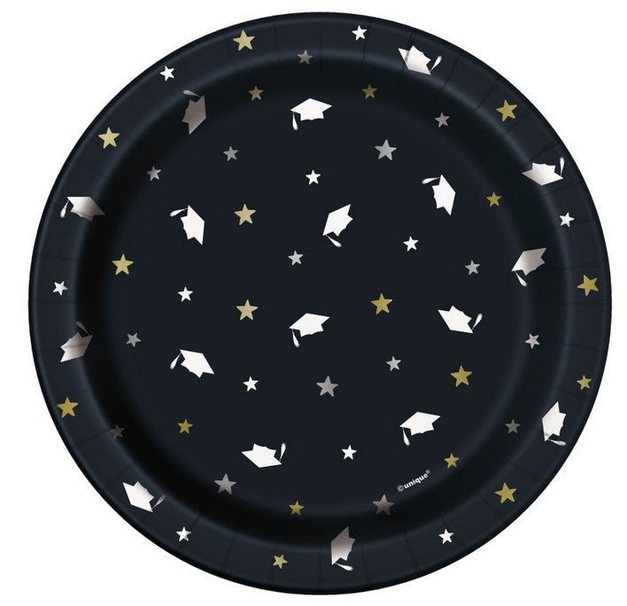 Grad Stars And Graduation Cap 7" Dessert Plates 8pk