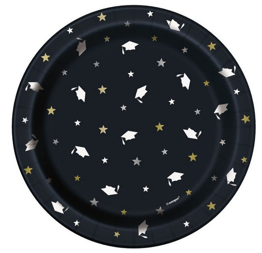 Grad Stars And Graduation Cap 7" Dessert Plates 8pk