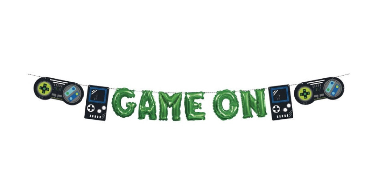 Gamer Birthday "Game On" Mini Foil Balloon Banner Kit