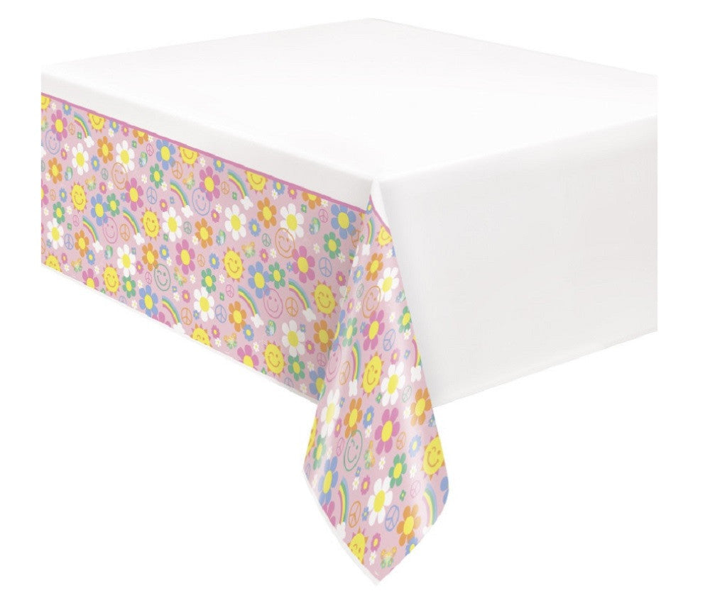 Groovy Birthday Rectangular Plastic Table Cover 54" x 84"