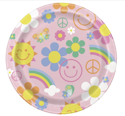 Groovy Birthday Round 9" Dinner Plates 8ct
