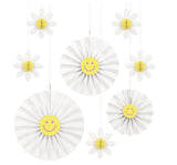 Groovy Birthday Paper Fan Decorations with 3D Honeycomb Tissue Daisies 8pc