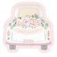 Pink Blooms "Just Married" Car-Shaped 8.25" Plates