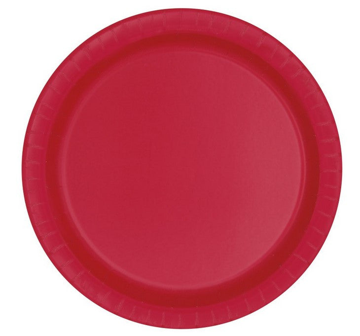 small red paper plates