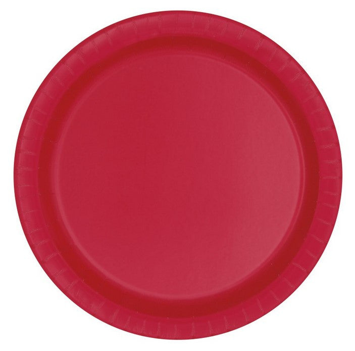 dinner size paper plates solid ruby red color