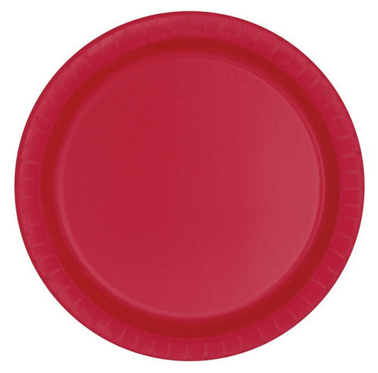 dinner size paper plates solid ruby red color