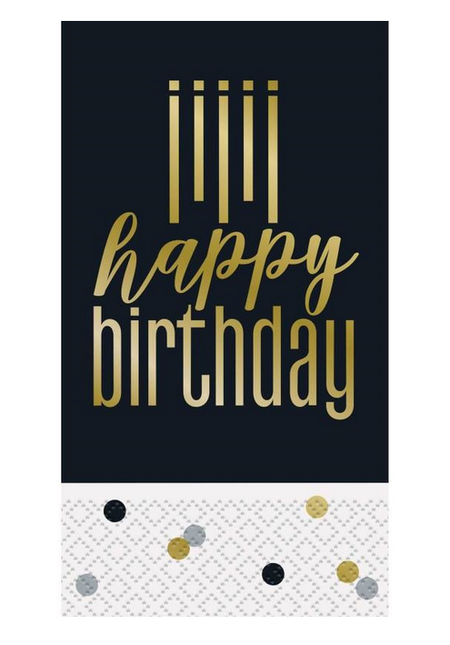 Premier Stylz Birthday Glitz Guest Towels 16 Pieces - Foil Stamping
