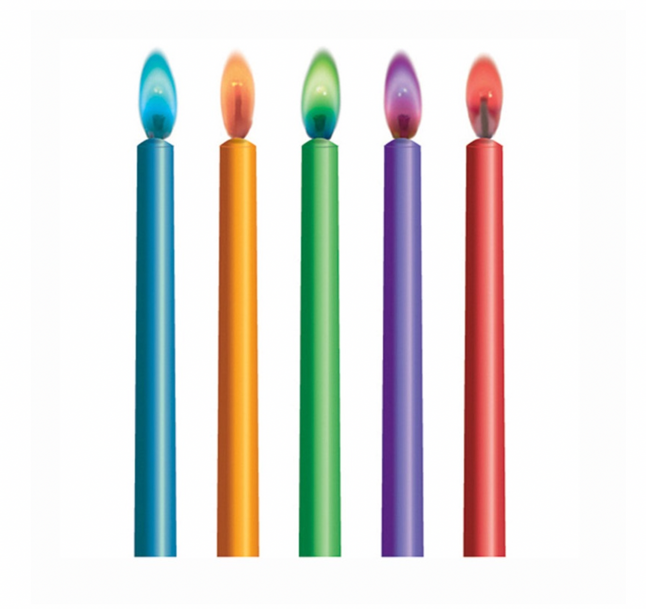 Color Flame Birthday Cake Candles 10 PCS Assorted Colors