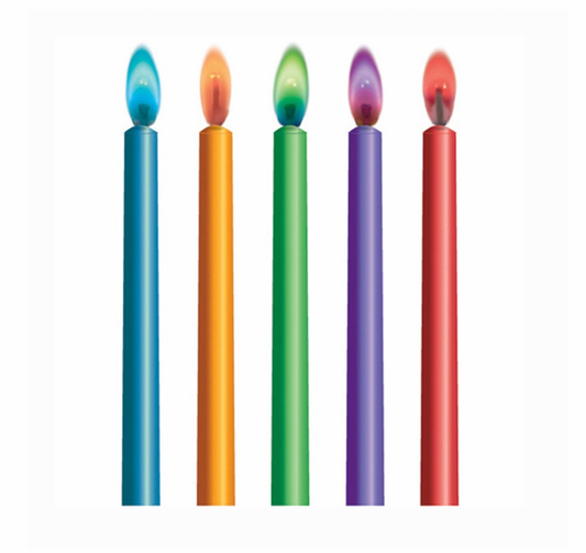 Color Flame Birthday Cake Candles 10 PCS Assorted Colors