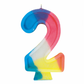 Rainbow Numeral Birthday Party Cake Candle #2 Number Two