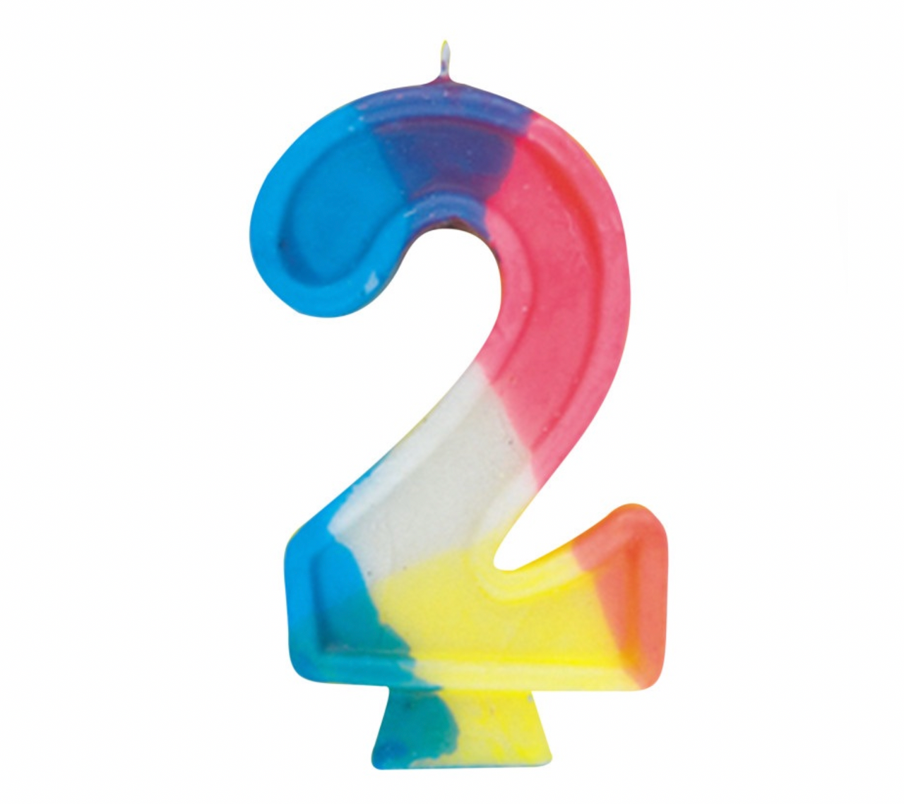Rainbow Numeral Birthday Party Cake Candle #2 Number Two