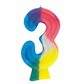 Rainbow Numeral Birthday Party Cake Candle #3 Number Three