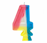 Rainbow Numeral Birthday Party Cake Candle #4 Number Four
