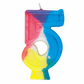 Rainbow Numeral Birthday Party Cake Candle #5 Number Five