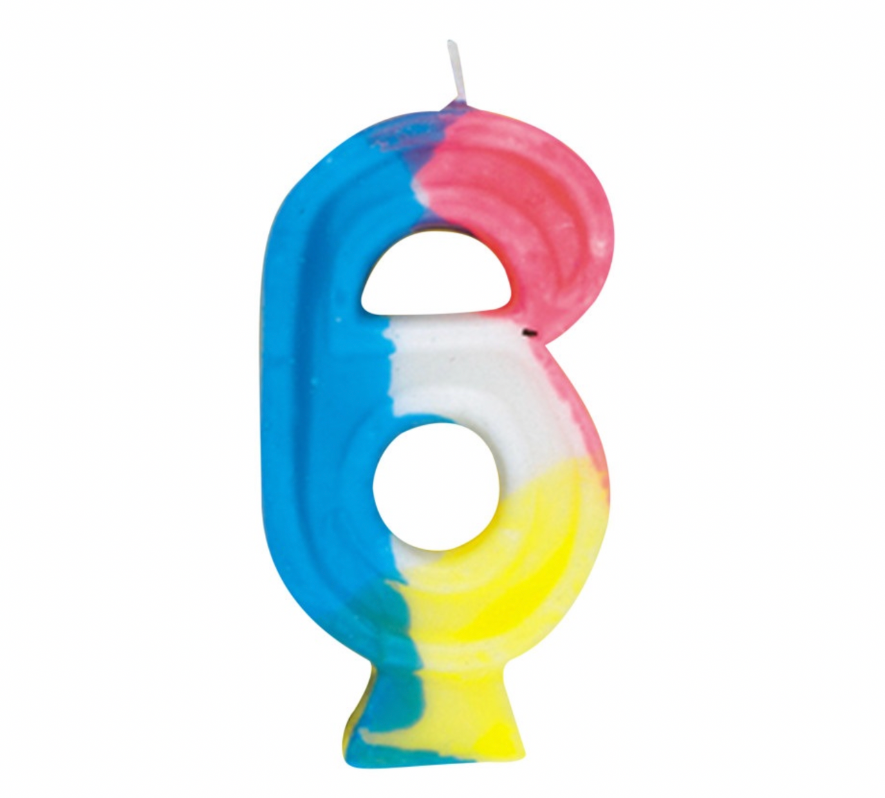 Rainbow Numeral Birthday Party Cake Candle #6 Number Six