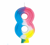 Rainbow Numeral Birthday Party Cake Candle #8 Number Eight