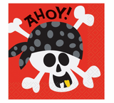 Ahoy Pirate Skull & Crossbones Party Beverage Napkins 16pk