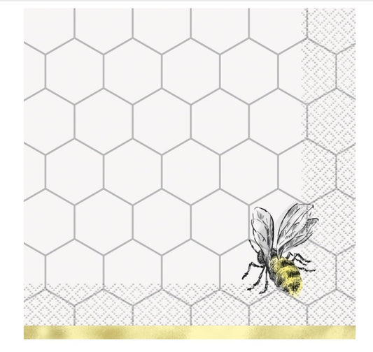 golden honey bee paper napkins