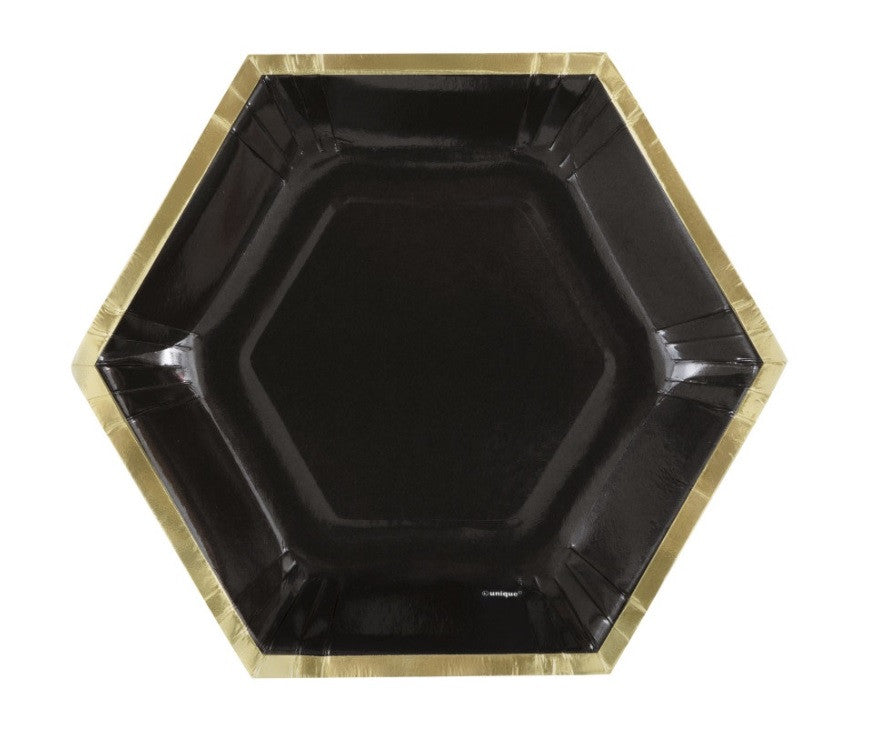black gold honeycomb hexagon plates