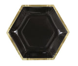 black gold honeycomb hexagon plates