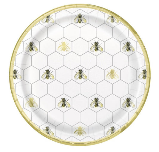 golden honey bee paper plates