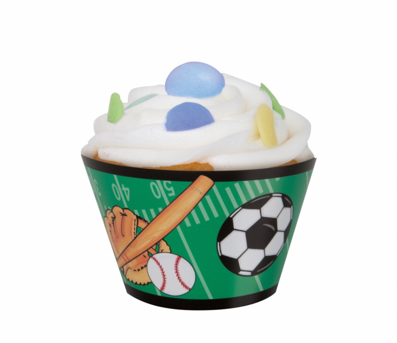 Classic Sports Cardboard Birthday Party Cupcake Wrappers 12pcs