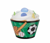 Classic Sports Cardboard Birthday Party Cupcake Wrappers 12pcs