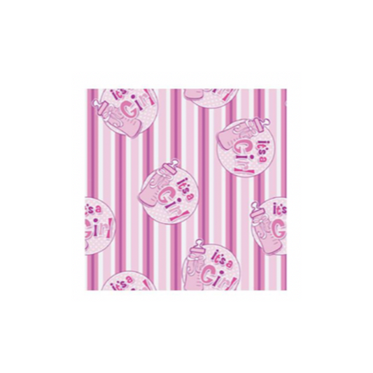 It's A Girl Pink Baby Shower Gift Wrap Wrapping Paper 5' x 30"