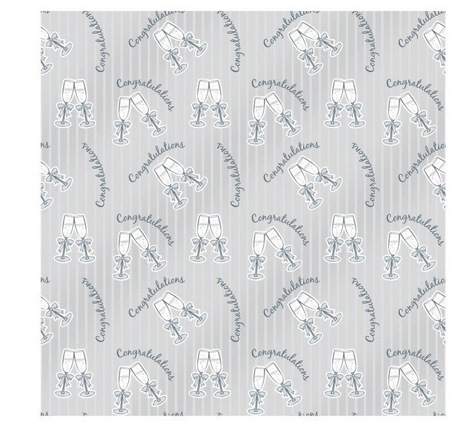 Metallic Congratulations Bubbly Cheers Gift Wrapping Paper Giftwrap