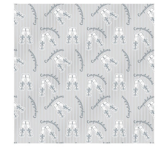 Metallic Congratulations Bubbly Cheers Gift Wrapping Paper Giftwrap