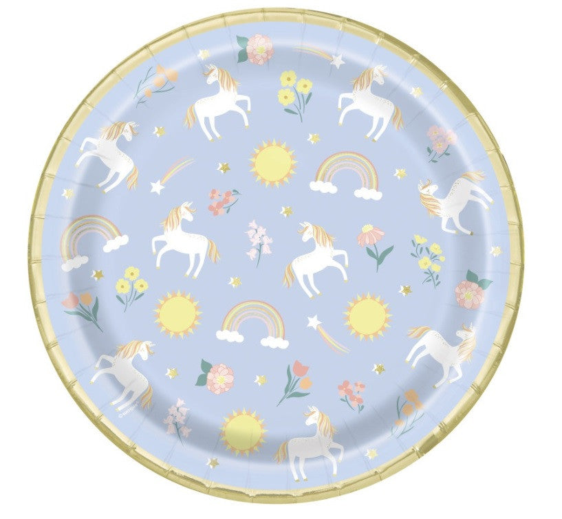 Dainty Unicorn Round 9" Dinner Plates  8ct - Foil Stamping