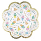Rainbow Birthday Sweets Shaped-Edge 8.25" Plates  8ct - Foil Stamping