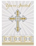 Gold & Silver Radiant Cross Invitations 8ct