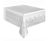 white lace basic plastic table cover rectangle table