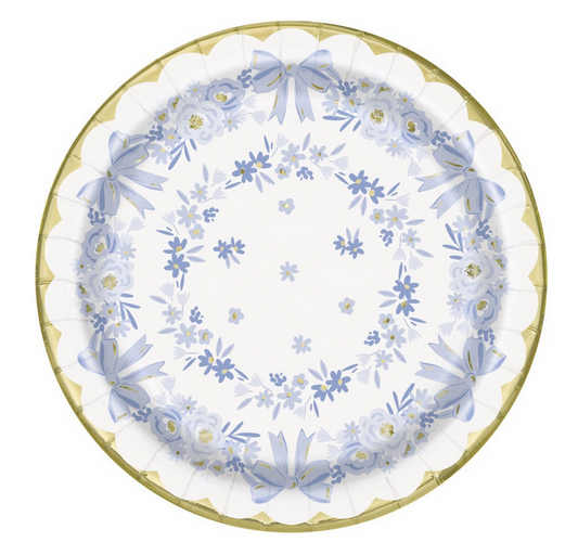 Dainty Bows Round 9" Dinner Plate 8/CT - Foil Board