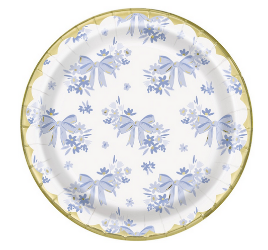 Dainty Bows Round 7" Dessert Plates 8/CT - Foil Board