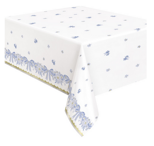 Dainty Bows Rectangular Foil Table Cover 54" x 84" - Short Fold