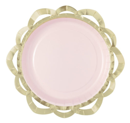 Elegant Valentine Lace Edge Round 8" Plates  8ct - Foil Stamping