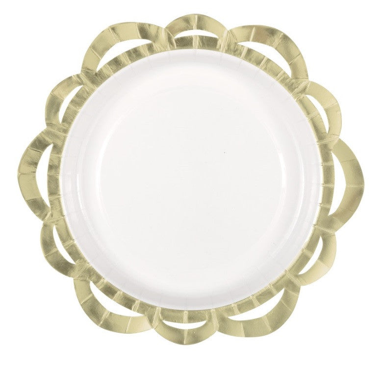 Elegant Valentine White Lace Edge 10"  Plates 8/CT - Foil Stamping