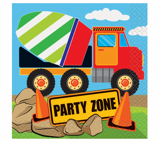 Construction Birthday Party Beverage Napkins 16pk